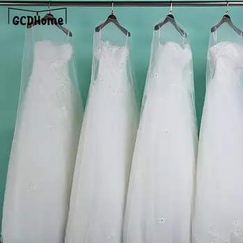 1PC 160cm/180cm/200cm hosszú átlátszó hálós fonal Puha tüll porvédő otthoni ruhák Esküvői ruhavédő esküvői menyasszonynak
