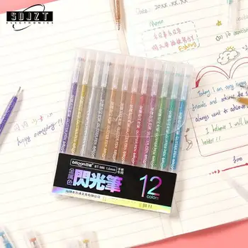 12Db/készlet zselés toll készlet csillogó gél tollak iskolai irodához Felnőtt kifestőkönyv folyóiratok rajzolása Firka Művészeti jelölők promóciós toll