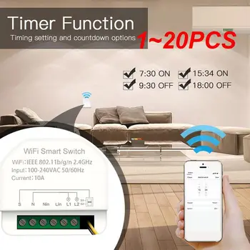 1 ~ 20DB Tuya Wifi Mini Smart Switch 2 Gang 100-240V időzítőkapcsolók vezérlő Smart Home Smart Life működik Alexa Google-lal