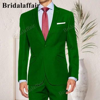 Menyasszonyi zöld 2023 divat Új férfi alkalmi butik egymellű egyszínű üzleti öltöny kabát nadrág nadrág 2 db