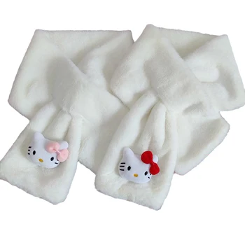 Kawaii Sanrioed Anime Hello Kittys Téli puha kényelmes meleg szélálló divatos plüss sál Karácsonyi Brithday ajándék