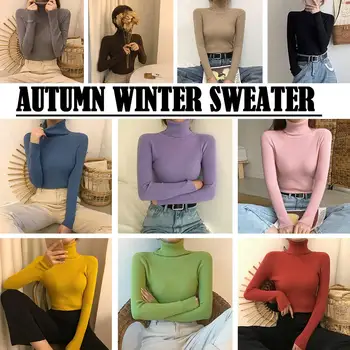 egyszínű magas nyakú kötött alsó ing sokoldalú női pulóverekhez ősszel és télen A felsőruházati felsők népszerűek S4S3