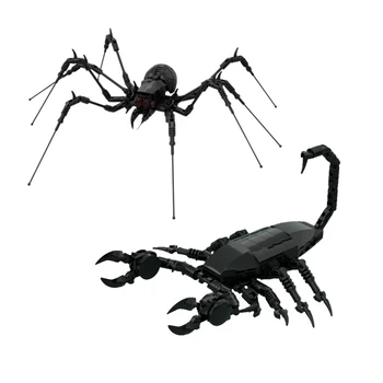 MOC állatok Újdonság thriller Fekete skorpió Pók építőelemek Kreatív szakértő modell Oktatási konstukciós játékok Gyerek ajándékok