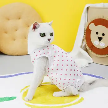 Macska elválasztási sterilizáló ruha Kis kutya macskák Jumpsuit nyalás elleni helyreállítási ruházat műtét után Aranyos nyomtatás Kisállat-ápolási ruhák
