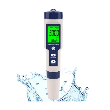  medence sómérő, digitális sótartalommérő, nagy pontosságú 5 az 1-ben sós vízmérő, IP67 vízálló tesztkészlet