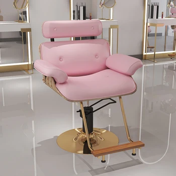 Rózsaszín pedikűr fodrász fodrász fotel Szalon Luxus esztétikus arany fodrászok fotel forgó Mocho Cadeira fodrász felszerelés MQ50BC