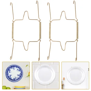 2db konyhai tányér kijelző horgok láthatatlan tányérakasztók rugós függő tányérhorogtartók