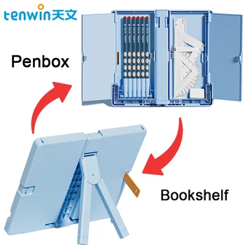 Tenwin Multifunkciós műanyag tolltartó Olvasókönyvtartó polc Könyvállvány tolltartó Iskolai kellékek Írószerek Ajándék