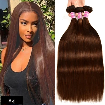 Unice Hair 3 db brazil csokoládébarna színű 4# csomagok Ajánlat 100% emberi hajkötegek Egyenes szűz hosszabbítások Remy haj