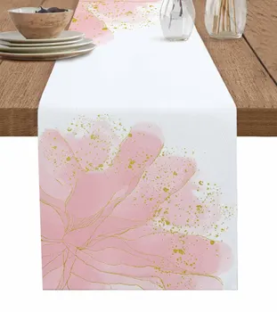 Színátmenet Akvarell Virág Rózsaszín Asztali Futó Esküvői parti dekoráció Asztali futó Konyha Étkezőasztal dekoráció Terítő