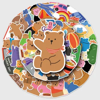 50Pcs Koreai rajzfilm medve matricák Aranyos Waterprood matricák DIY laptop telefon Poggyászos üveg scrapbooking autó lány ajándék gyerek játék B2