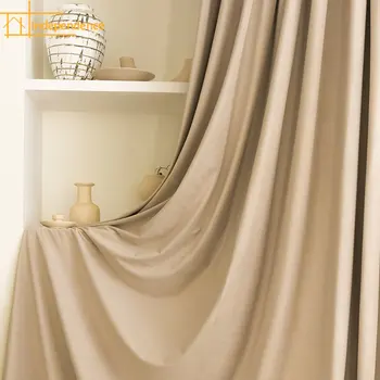 Kasmír bársony matt tej tea szín flanelette könnyű luxus magas sötétítő függöny Függönyök nappalihoz étkező hálószoba
