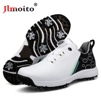 Férfi vízálló golfcipők Csúszásmentes golfcipők Légáteresztő golf edzőcipők Sport cipők Fehér női tüskék golfcipők 2022 Nyár