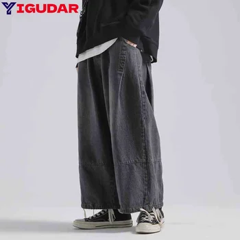 2023 Új táskás farmer férfi cargo nadrág Férfi ruházat divat Hip Hop állítható pánt Nadrág Y2K streetwear széles szárú nadrág