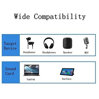 3X USB - 3,5 mm-es fejhallgató-csatlakozó Audio adapter,Külső sztereó hangkártya PC-hez, laptophoz,PS4-hez,Mac-hez (0,6 láb,fekete)