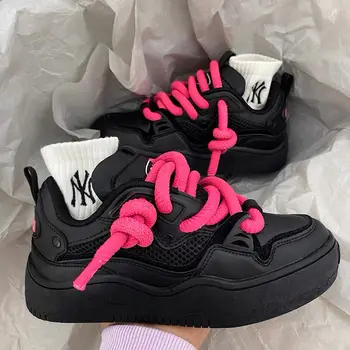 Retro Design Sportcipők Nők Férfi Fekete rózsaszín Chunky Sneakers Hip Hop Street Footwear