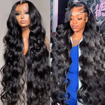 Átlátszó 13x4 csipke elülső emberi haj paróka előre pengetett brazil testhullám 360 teljes csipke elülső emberi haj paróka fekete nőknek