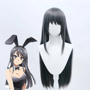 Sakurajima Mai Cosplay paróka Szálas szintetikus paróka「HSIU 」Anime Rascal nem álmodik nyuszi lányról Senpai nők Fekete