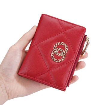 2023 Új női pénztárca Rövid bőr pénztárcák cipzáras érmezsebbel Kis kártyatartó Divat piros zöld fekete pénztárcák nőknek