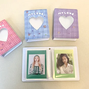 3 hüvelykes fotókártya tartó szív szerelem üreges fotóalbum zsebek Kpop kártya kötőanyag Mini Idol képek tároló tok Könyv