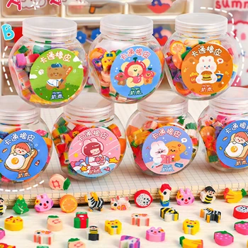 50 db aranyos gumi radír Kreatív állati gyümölcs ceruza radírok Mini Kawaii írószerek Gyerek irodai kellékek Aranyos radír