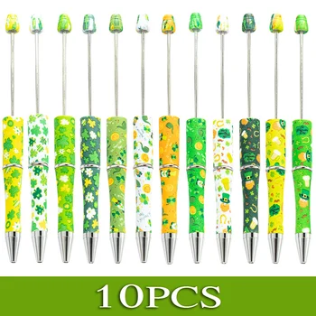 10Db négylevelű lóhere mintás tollak DIY gyöngyös toll golyóstollak Iskolai kellékek gyerekeknek Fekete tinta