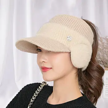 Stílusos női baseball kalap temperamentum női lovagló kalap üres felső napvédelem kötött lófarok kalap Tartsa melegen