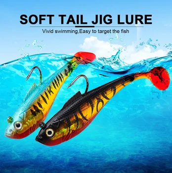 1db Mesterséges Wobblers horgászcsalik Biomimetikus lágy csali T farokcsali Ponty sügér Horgász kiegészítők