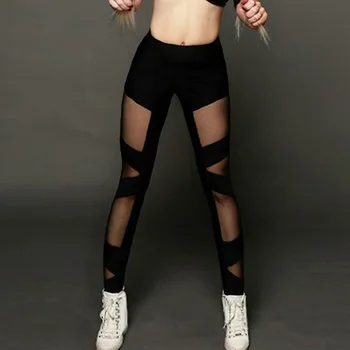 Magas derékbőségű háló női leggings fitnesz Lélegző csípő Push Up jóganadrág női gyors száraz sportruházat Szexi jóga nadrág női