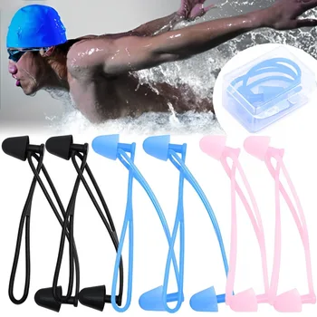 Úszó füldugók szilikon vízálló zajcsökkentés Alvó úszófürdő védelem Füldugók zsinórral Úszóeszközök