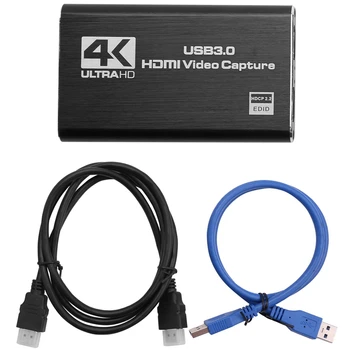  Audio Video Capture kártya, 4K USB 3.0 rögzítőadapter Video Converter játékhoz Élő közvetítés videofelvétel