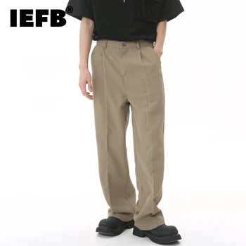 IEFB férfi alkalmi öltönynadrág divat koreai stílusú laza egyszerű 2023 Új árapály egyszínű sokoldalú egyenes szárú nadrág 9C528