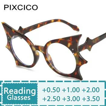 R56821 New Bat Style Punk olvasószemüveg Női Divat Y2K Nagy méretű kerek Presbyopic szemüveg Dioptria: +0.50 ~+3.00