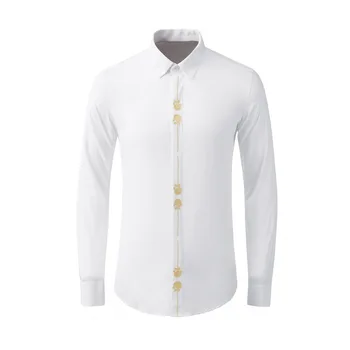 Kiváló minőségű luxus ékszer hímzőmintás ing férfiaknak Hosszú ujjú alkalmi üzleti ruha ing Társadalmi parti ingjó