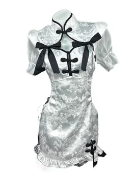Állvány gallér rés Új kínai szobalány ruha Nemzeti stílus Cheongsam pizsama Mini ruha nőknek Anime Halloween jelmezek cosplay