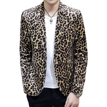 Boutique Fashion Gyönyörű alkalmi öltöny Brit stílusú Slim Fit Sokoldalú leopárdmintás lélegző szép kis öltönykabát