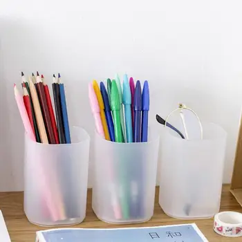 Egyszerű átlátszó matt tolltartó diák asztali szervezés irodai tárolás smink tanszerek szervező toll B6R8