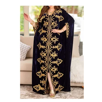 Fekete kaftánok Farasha Abaya ruha Dubaiban Marokkó nagyon divatos hosszú bársony ruha Európai és amerikai divatirányzat