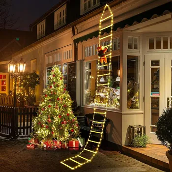 10ft LED karácsonyi koszorú fény kültéri Mikulás létra fény karácsonyi mászás Mikulás Iight ablak fal függő fény