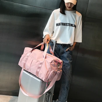 Új divat férfi utazótáska Nagy kapacitású kézitáska fekete rózsaszín női poggyásztáska Száraz és nedves cipő terület Sport fitnesz szétválasztás