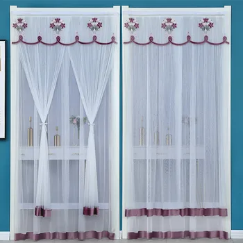Nyári csipke hímzés ajtófüggönyök képernyő hálómentes lyukasztóajtó függöny szúnyogháló nappali rovarirtó képernyő elválasztó