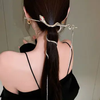 Klasszikus kígyóhajtű hajtűrudak nőknek Egyszerű láncos bojt hajpálcika női divat haj kiegészítők