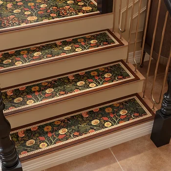 Lépcsőszőnyegek nedvszívó bőr padlószőnyeg vintage virágmintás szőnyeg lakberendezés Luxus konyha Mosókonyha Csúszásgátló szőnyeg