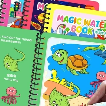 Ismétlődő festési foglalkoztató könyv kisgyermekek számára Akvarell festőkészlet újratölthető tollakkal és színezőkkel Oktatási eszközök